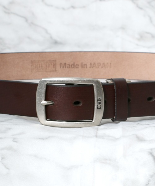 EDWIN（エドウィン）の「EDWIN/エドウィン 35mmギャリソンレザーベルト 日本製/本革（ベルト・メンズ・ブラック/ダークブラウン/ブラウン・FREE）」の16枚目の写真