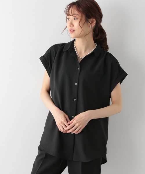 GLOBAL WORK(グローバルワーク)の「リネンライクブラウス半袖/952690(シャツ/ブラウス・レディース・ブラック/グリーン系その他/アイボリー・MEDIUM/LARGE)」の7枚目の写真