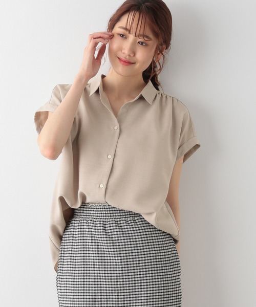 GLOBAL WORK(グローバルワーク)の「リネンライクブラウス半袖/952690(シャツ/ブラウス・レディース・ブラック/グリーン系その他/アイボリー・MEDIUM/LARGE)」の12枚目の写真