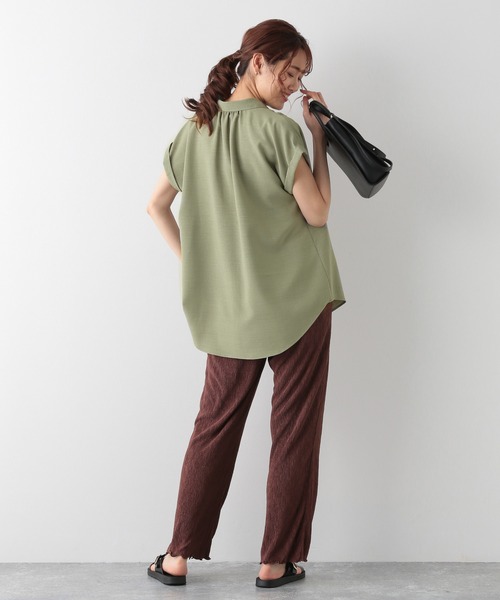 GLOBAL WORK(グローバルワーク)の「リネンライクブラウス半袖/952690(シャツ/ブラウス・レディース・ブラック/グリーン系その他/アイボリー・MEDIUM/LARGE)」の13枚目の写真