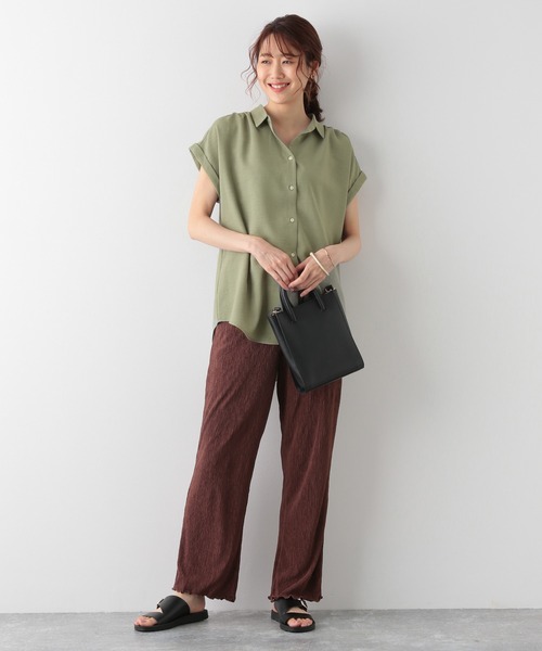 GLOBAL WORK(グローバルワーク)の「リネンライクブラウス半袖/952690(シャツ/ブラウス・レディース・ブラック/グリーン系その他/アイボリー・MEDIUM/LARGE)」の14枚目の写真