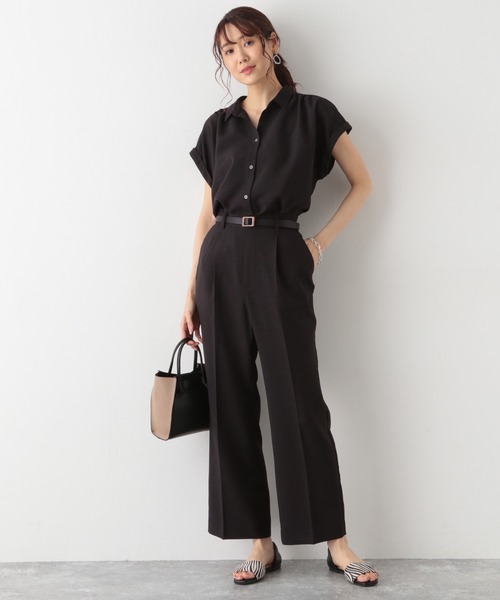 GLOBAL WORK(グローバルワーク)の「リネンライクブラウス半袖/952690(シャツ/ブラウス・レディース・ブラック/グリーン系その他/アイボリー・MEDIUM/LARGE)」の4枚目の写真