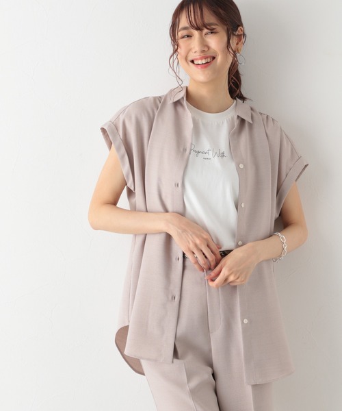 GLOBAL WORK(グローバルワーク)の「リネンライクブラウス半袖/952690(シャツ/ブラウス・レディース・ブラック/グリーン系その他/アイボリー・MEDIUM/LARGE)」の8枚目の写真