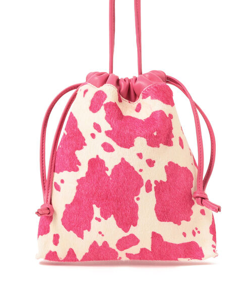 Ray BEAMS(レイビームス)の「Ray BEAMS / COW柄 巾着 バッグ(ショルダーバッグ・レディース・ブラック/ピンク・ONE SIZE)」の15枚目の写真