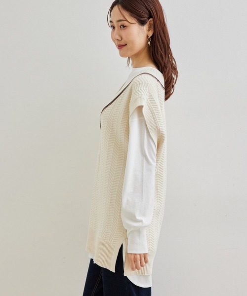 ROPE' PICNIC(ロペピクニック)の「【リンクコーデ】チルデンニットベスト(ベスト・レディース・ライトグレー/キナリ・38)」の13枚目の写真