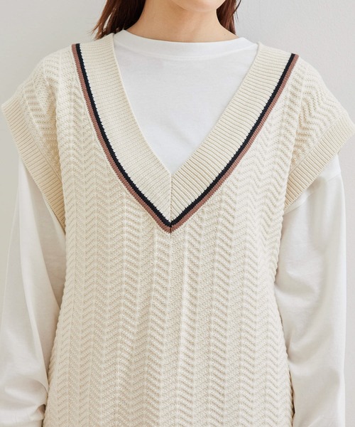 ROPE' PICNIC(ロペピクニック)の「【リンクコーデ】チルデンニットベスト(ベスト・レディース・ライトグレー/キナリ・38)」の11枚目の写真