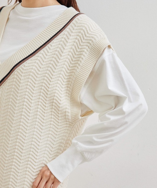 ROPE' PICNIC(ロペピクニック)の「【リンクコーデ】チルデンニットベスト(ベスト・レディース・ライトグレー/キナリ・38)」の10枚目の写真