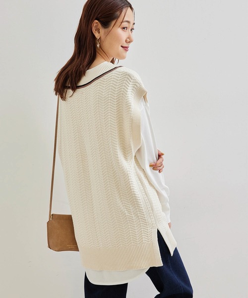 ROPE' PICNIC(ロペピクニック)の「【リンクコーデ】チルデンニットベスト(ベスト・レディース・ライトグレー/キナリ・38)」の5枚目の写真