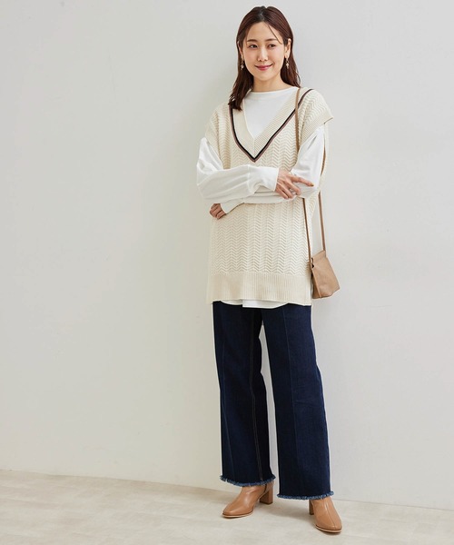 ROPE' PICNIC(ロペピクニック)の「【リンクコーデ】チルデンニットベスト(ベスト・レディース・ライトグレー/キナリ・38)」の12枚目の写真