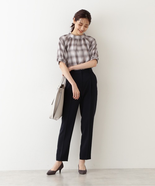 NATURAL BEAUTY BASIC（ナチュラルビューティーベーシック）の「オンブレチェックブラウス（シャツ/ブラウス・レディース・グレー系その他/ブラウン系その他・SMALL/MEDIUM）」の5枚目の写真