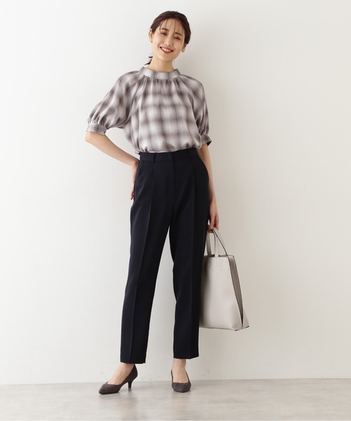 NATURAL BEAUTY BASIC（ナチュラルビューティーベーシック）の「オンブレチェックブラウス（シャツ/ブラウス・レディース・グレー系その他/ブラウン系その他・SMALL/MEDIUM）」の6枚目の写真