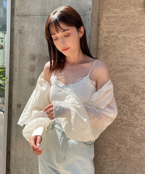 one after another NICE CLAUP(ワンアフターアナザーナイスクラップ)の「カップ付きキャミソールレースインナー(キャミソール・レディース・ブラック/グレー/オフホワイト/ピンク・FREE)」の20枚目の写真