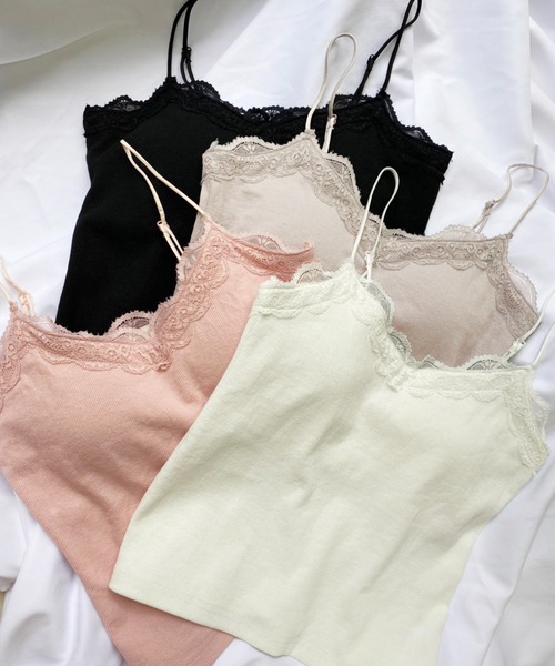 one after another NICE CLAUP(ワンアフターアナザーナイスクラップ)の「カップ付きキャミソールレースインナー(キャミソール・レディース・ブラック/グレー/オフホワイト/ピンク・FREE)」の22枚目の写真