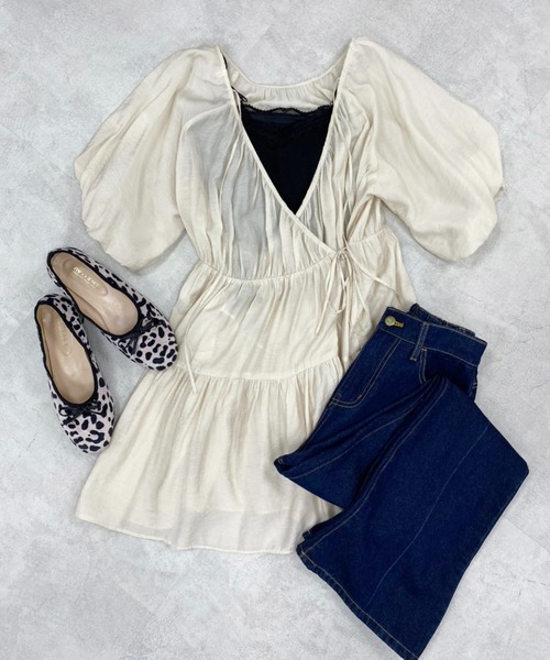 one after another NICE CLAUP(ワンアフターアナザーナイスクラップ)の「カップ付きキャミソールレースインナー(キャミソール・レディース・ブラック/グレー/オフホワイト/ピンク・FREE)」の9枚目の写真