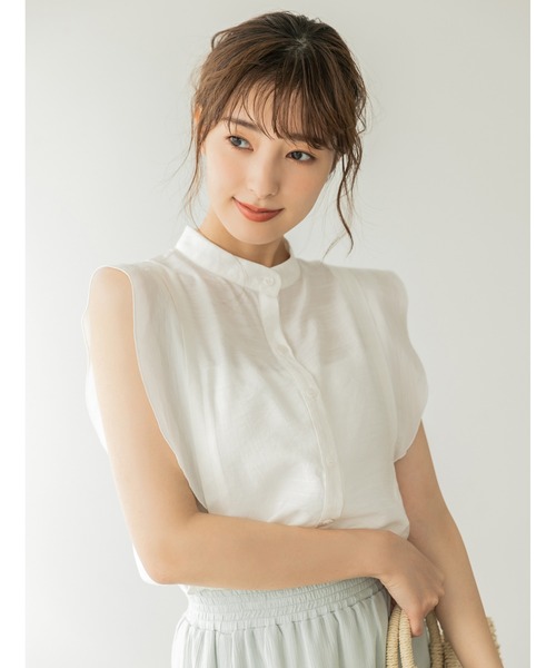 fifth(フィフス)の「フレンチスリーブバンドカラーブラウス(シャツ/ブラウス・レディース・ライトベージュ/ブラック/オフホワイト・MEDIUM)」の1枚目の写真