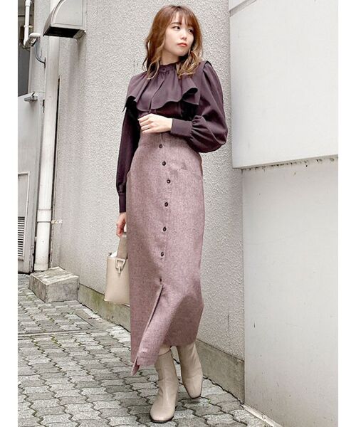 dazzlin(ダズリン)の「サスヘリンボーンロングスカート(スカート・レディース・ブラック/レッド/ブラウン・SMALL/MEDIUM)」の3枚目の写真