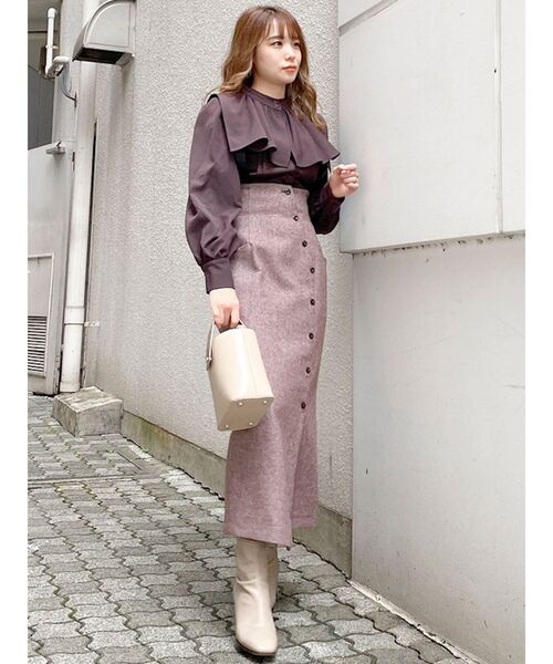 dazzlin(ダズリン)の「サスヘリンボーンロングスカート(スカート・レディース・ブラック/レッド/ブラウン・SMALL/MEDIUM)」の4枚目の写真
