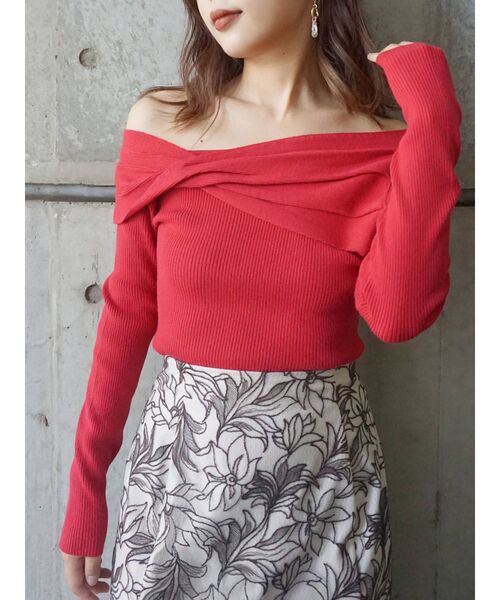 MERCURYDUO（マーキュリーデュオ）の「ウォッシャブルツイストデザインリブニット（ニット/セーター・レディース・レッド/ネイビー/ラベンダー/ベージュ・FREE）」の8枚目の写真