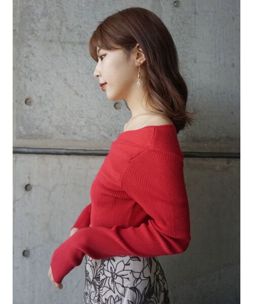 MERCURYDUO（マーキュリーデュオ）の「ウォッシャブルツイストデザインリブニット（ニット/セーター・レディース・レッド/ネイビー/ラベンダー/ベージュ・FREE）」の10枚目の写真