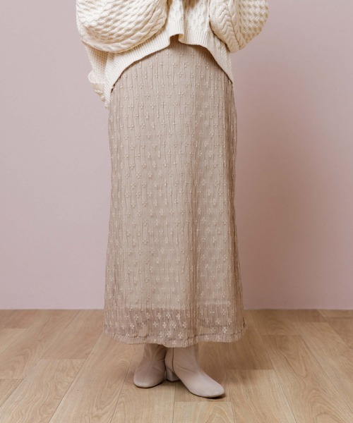flower(フラワー)の「チュールブルームスカート(スカート・レディース・ベージュ/アイボリー・FREE)」の1枚目の写真
