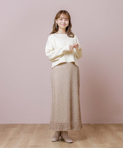 flower(フラワー)の「チュールブルームスカート(スカート・レディース・ベージュ/アイボリー・FREE)」の16枚目の写真