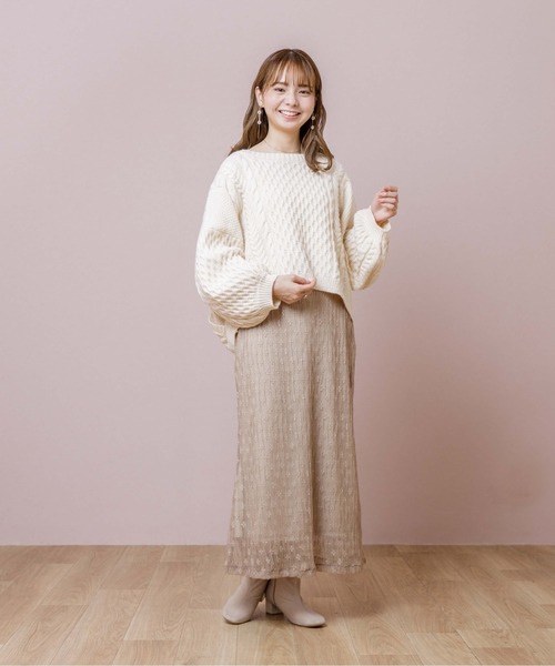 flower(フラワー)の「チュールブルームスカート(スカート・レディース・ベージュ/アイボリー・FREE)」の22枚目の写真