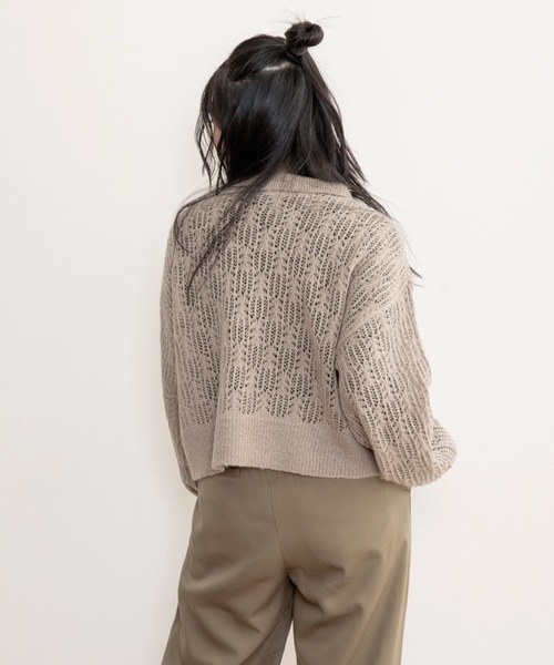 Mysa&Liina(ミーサリーナ)の「スカシ柄ショート丈ニット(ニット/セーター・レディース・ブラック/ブルー/グレイッシュベージュ・M)」の5枚目の写真