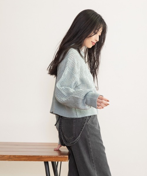 Mysa&Liina(ミーサリーナ)の「スカシ柄ショート丈ニット(ニット/セーター・レディース・ブラック/ブルー/グレイッシュベージュ・M)」の16枚目の写真