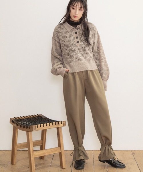 Mysa&Liina(ミーサリーナ)の「スカシ柄ショート丈ニット(ニット/セーター・レディース・ブラック/ブルー/グレイッシュベージュ・M)」の18枚目の写真