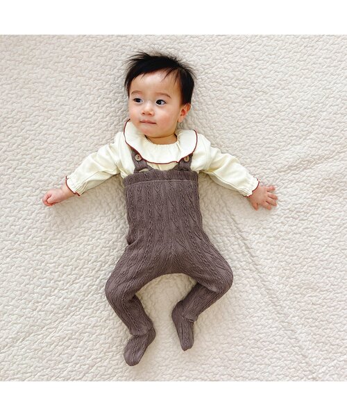 Ampersand（アンパサンド）の「衿付きロンパース（ロンパース・キッズ・アイボリー/ブラウン/ミント・70/60/80）」の4枚目の写真