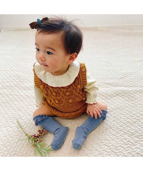 Ampersand（アンパサンド）の「衿付きロンパース（ロンパース・キッズ・アイボリー/ブラウン/ミント・70/60/80）」の6枚目の写真