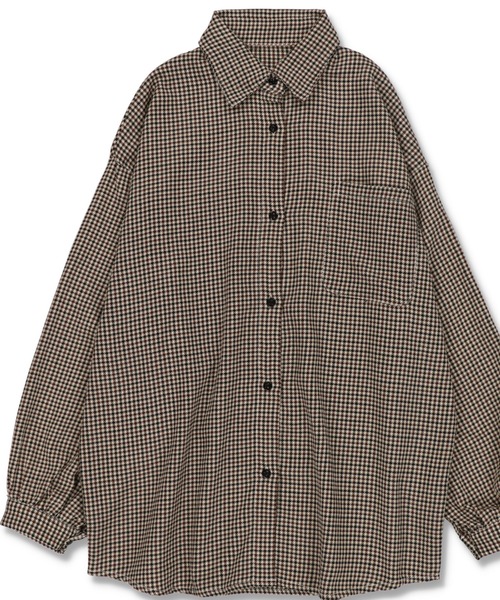 SPINNS（スピンズ）の「【セットアップ対応商品】チェックデザイン 長袖シャツ（シャツ/ブラウス・レディース・ベージュ系その他/グレー/ベージュ/ブラウン・ONESIZE）」の4枚目の写真