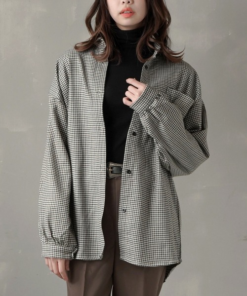 SPINNS（スピンズ）の「【セットアップ対応商品】チェックデザイン 長袖シャツ（シャツ/ブラウス・レディース・ベージュ系その他/グレー/ベージュ/ブラウン・ONESIZE）」の22枚目の写真