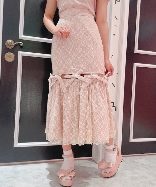 PAIN(ペイン)の「レースリボンロングスカート(スカート・レディース・ホワイト/ブラック/ピンク/ブルー・FREE)」の15枚目の写真