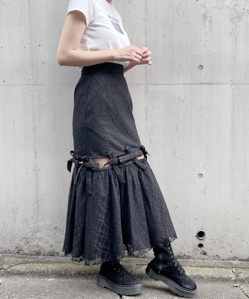 PAIN(ペイン)の「レースリボンロングスカート(スカート・レディース・ホワイト/ブラック/ピンク/ブルー・FREE)」の11枚目の写真