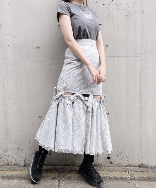 PAIN(ペイン)の「レースリボンロングスカート(スカート・レディース・ホワイト/ブラック/ピンク/ブルー・FREE)」の22枚目の写真