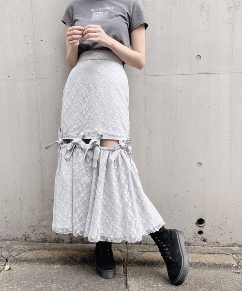 PAIN(ペイン)の「レースリボンロングスカート(スカート・レディース・ホワイト/ブラック/ピンク/ブルー・FREE)」の13枚目の写真