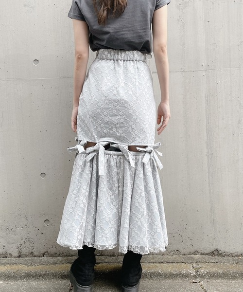 PAIN(ペイン)の「レースリボンロングスカート(スカート・レディース・ホワイト/ブラック/ピンク/ブルー・FREE)」の8枚目の写真
