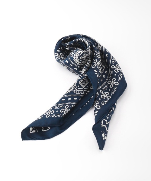 SLOBE IENA（スローブイエナ）の「【manipuri/マニプリ】 キキュウ柄バンダナ（バンダナ/スカーフ・レディース・ホワイト/ネイビー・FREE）」の2枚目の写真