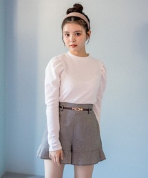 OLIVE des OLIVE | 花ジャガードパワショルプルオーバー(Tシャツ/カットソー)