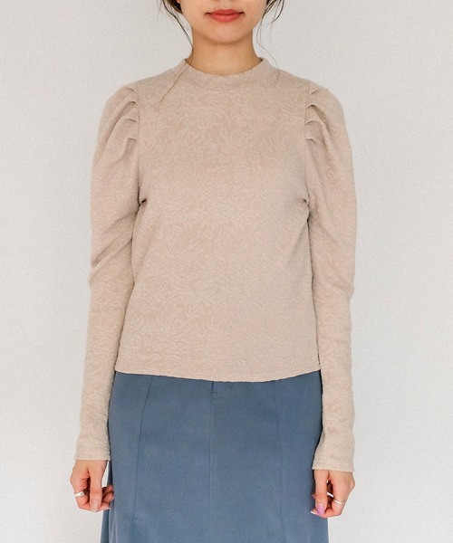 OLIVE des OLIVE（オリーブデオリーブ）の「花ジャガードパワショルプルオーバー（Tシャツ/カットソー・レディース・オフホワイト/ブラック/ベージュ/ボルドー・FREE）」の20枚目の写真