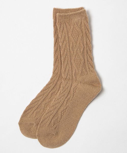 WEGO(ウィゴー)の「WEGO/ケーブルソックス(ソックス/靴下・レディース・ホワイト/ブラック/ダークグリーン/ベージュ/パープル/ブラウン/グレー/サックスブルー/イエロー/オレンジ/ワイン・23-25cm)」の5枚目の写真