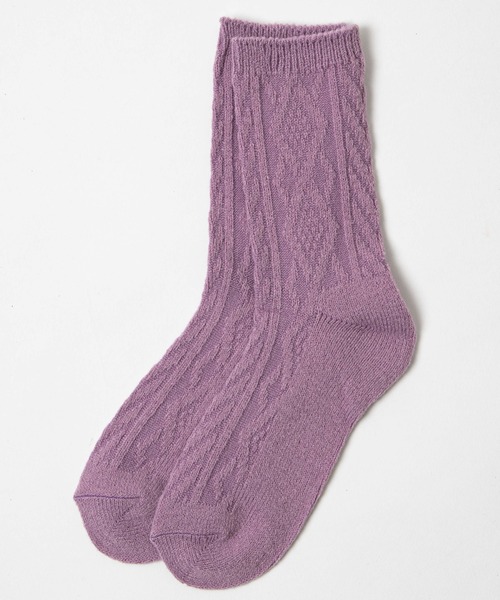 WEGO(ウィゴー)の「WEGO/ケーブルソックス(ソックス/靴下・レディース・ホワイト/ブラック/ダークグリーン/ベージュ/パープル/ブラウン/グレー/サックスブルー/イエロー/オレンジ/ワイン・23-25cm)」の8枚目の写真