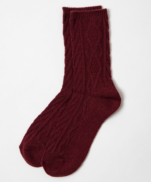 WEGO(ウィゴー)の「WEGO/ケーブルソックス(ソックス/靴下・レディース・ホワイト/ブラック/ダークグリーン/ベージュ/パープル/ブラウン/グレー/サックスブルー/イエロー/オレンジ/ワイン・23-25cm)」の10枚目の写真