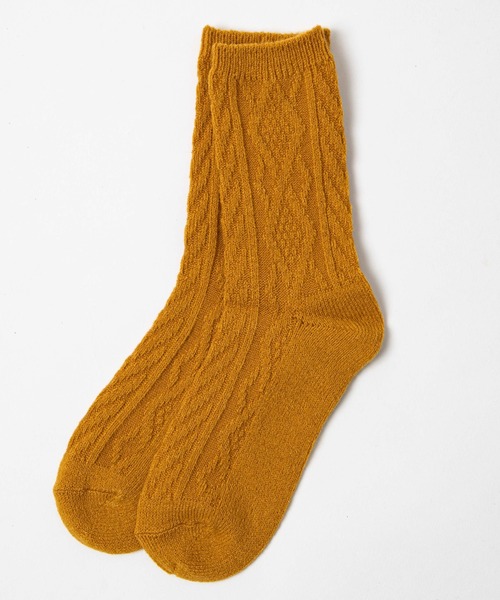 WEGO(ウィゴー)の「WEGO/ケーブルソックス(ソックス/靴下・レディース・ホワイト/ブラック/ダークグリーン/ベージュ/パープル/ブラウン/グレー/サックスブルー/イエロー/オレンジ/ワイン・23-25cm)」の9枚目の写真