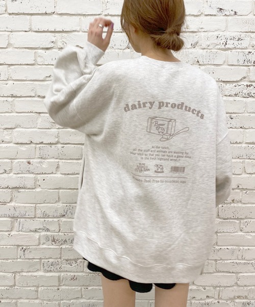 OLIVE des OLIVE（オリーブデオリーブ）の「【人気アイテム再入荷】韓国風ビックシルエット。ＭＩＬＫプルオーバー/裏起毛スウェット（スウェット・レディース・ライトグレー/アイボリー/ラベンダー/スミクロ・FREE）」の3枚目の写真