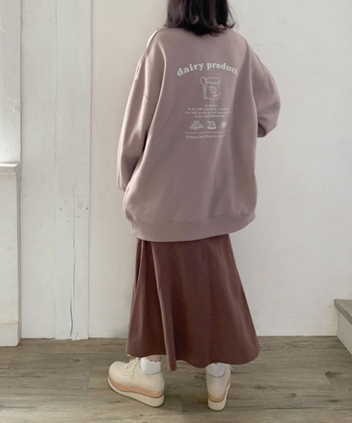 OLIVE des OLIVE（オリーブデオリーブ）の「【人気アイテム再入荷】韓国風ビックシルエット。ＭＩＬＫプルオーバー/裏起毛スウェット（スウェット・レディース・ライトグレー/アイボリー/ラベンダー/スミクロ・FREE）」の22枚目の写真