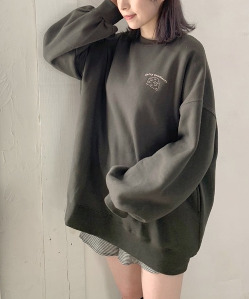 OLIVE des OLIVE（オリーブデオリーブ）の「【人気アイテム再入荷】韓国風ビックシルエット。ＭＩＬＫプルオーバー/裏起毛スウェット（スウェット・レディース・ライトグレー/アイボリー/ラベンダー/スミクロ・FREE）」の19枚目の写真