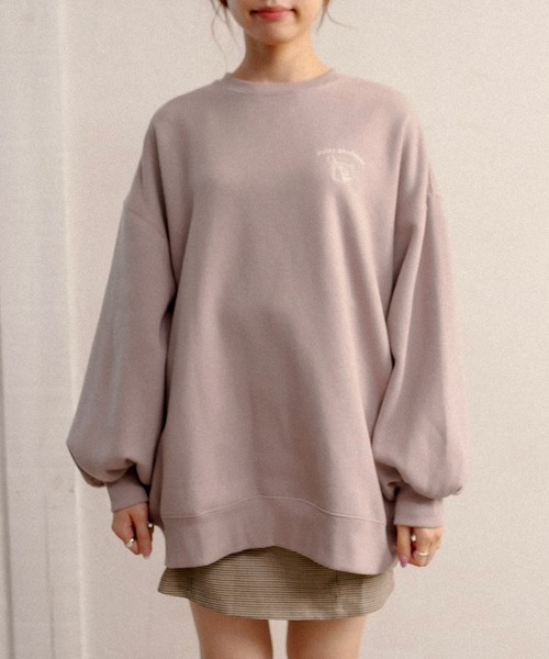 OLIVE des OLIVE（オリーブデオリーブ）の「【人気アイテム再入荷】韓国風ビックシルエット。ＭＩＬＫプルオーバー/裏起毛スウェット（スウェット・レディース・ライトグレー/アイボリー/ラベンダー/スミクロ・FREE）」の12枚目の写真