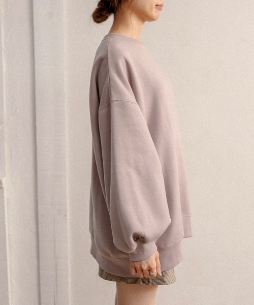 OLIVE des OLIVE（オリーブデオリーブ）の「【人気アイテム再入荷】韓国風ビックシルエット。ＭＩＬＫプルオーバー/裏起毛スウェット（スウェット・レディース・ライトグレー/アイボリー/ラベンダー/スミクロ・FREE）」の8枚目の写真